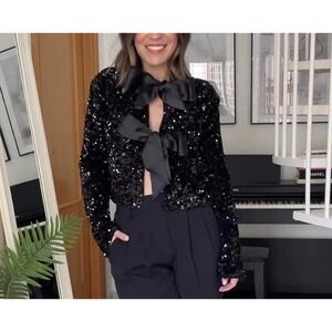 NWT a loves a Sequin Jackets Bow Coats Sparkling Holiday‎ Party Y2k Size S